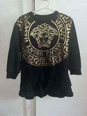 Girls Metallic Medusa Logo Sweater Dress